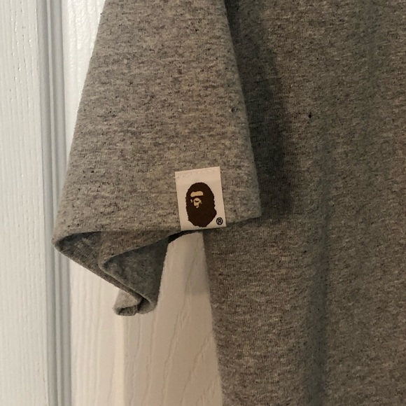 Bape Size Large Grey T-Shirt WGM Bear Head Zipper - Picture 3 of 5